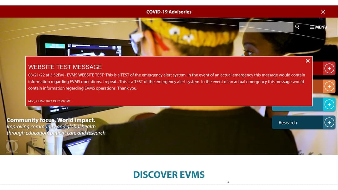 EVMS web alert system